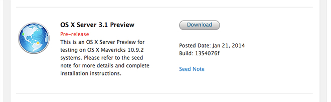 Apple releases OS X 3.1 Server Preview to the developers
