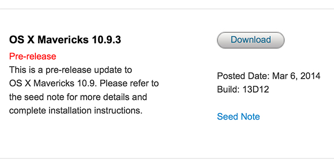 Mac OS X Mavericks 10.9.3 Beta