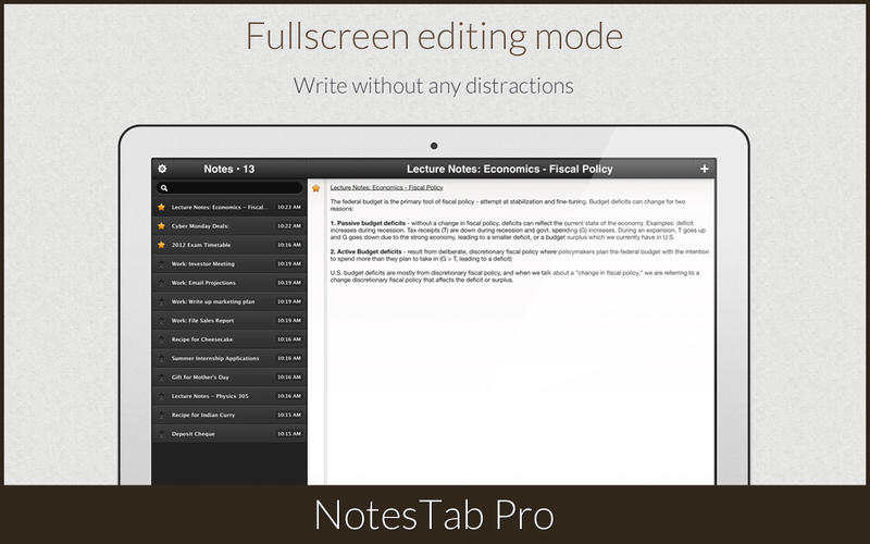 NotesTab Pro, A note taking app for Mac