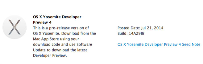 OS X Yosemite Preview 4