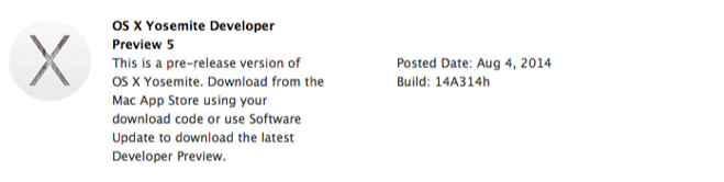 OS X Yosemite Preview 5